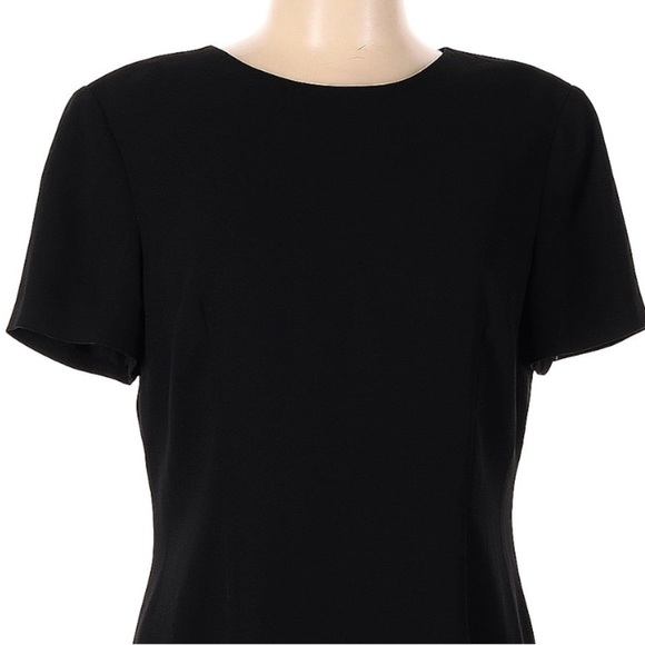 Vintage Talbots Classic Black Career Midi Dress Short Sleeve Crew Neck Size 12 L - Picture 2 of 6